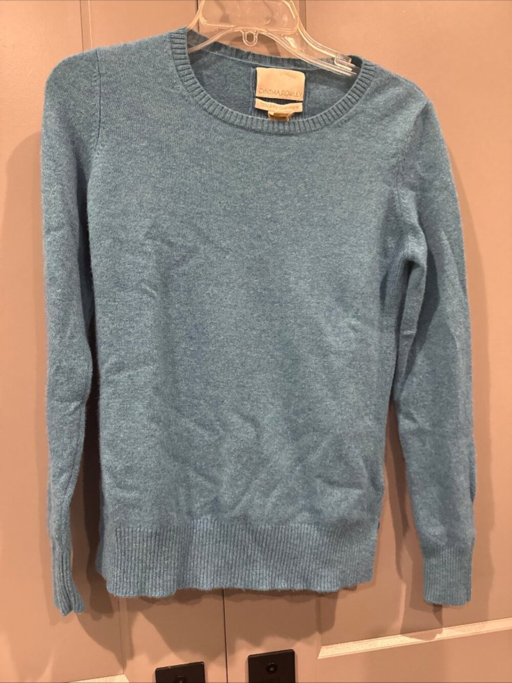 CYNTHIA ROWLEY 2-ply Cashmere Sweater in Turquoise Size Small
